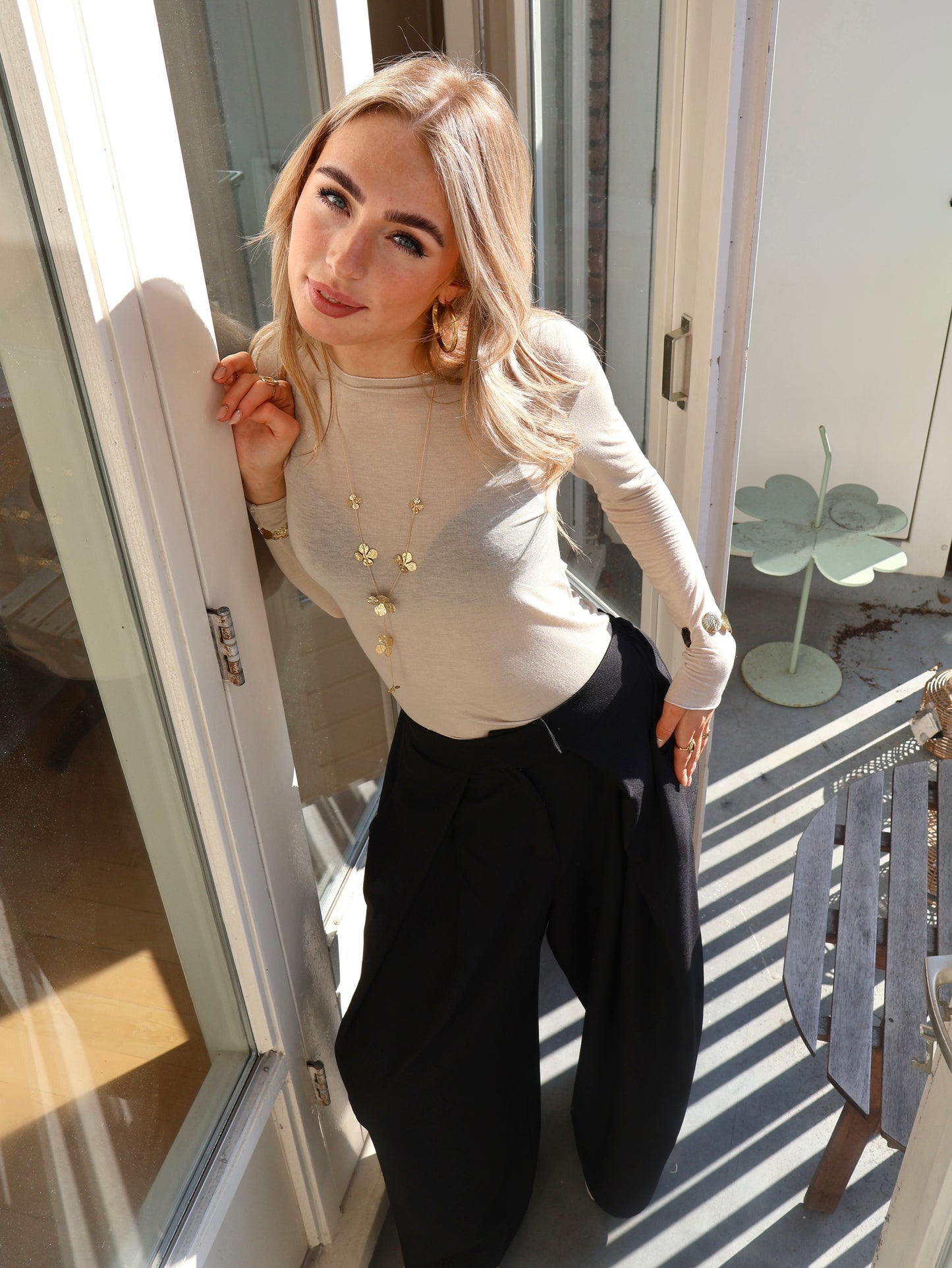Cashmere Blend top - Zandkleur