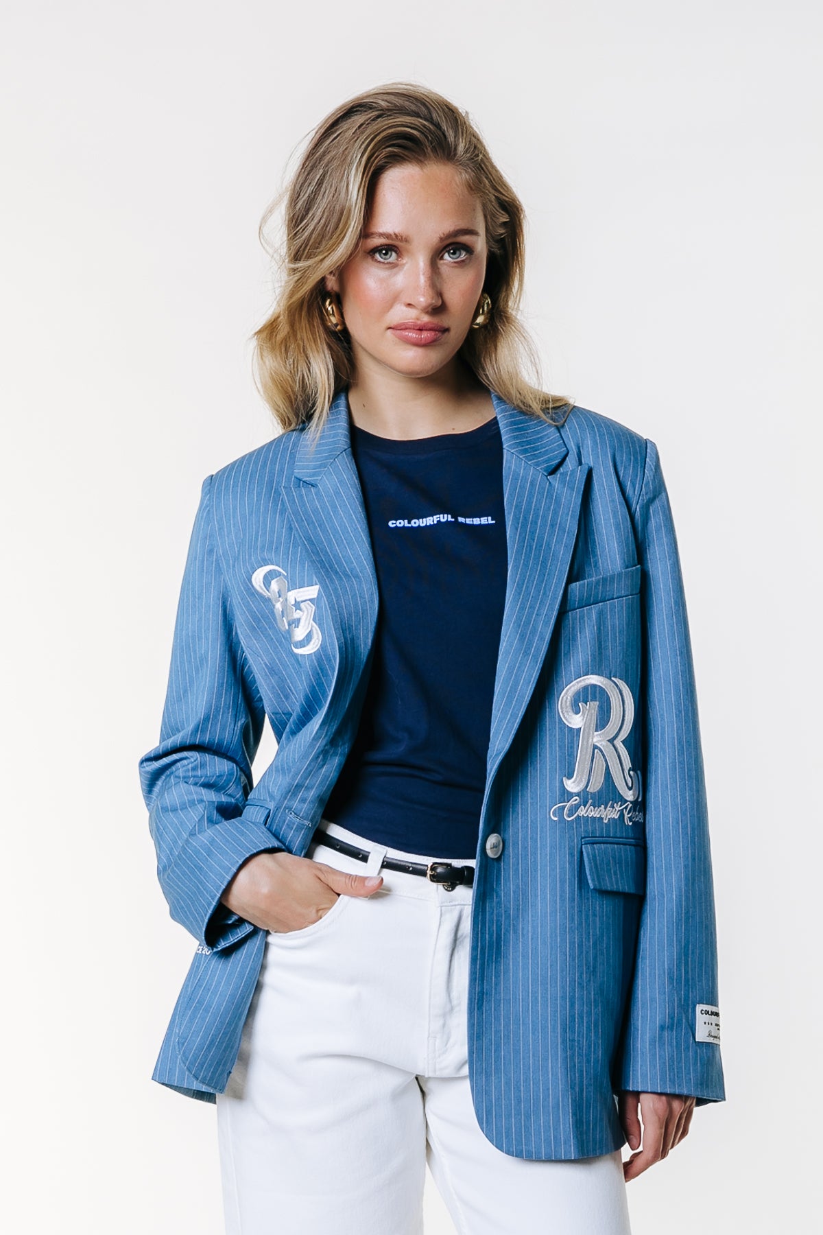 Jesra Pinstripe Melange blazer - Colourful Rebel - blauw