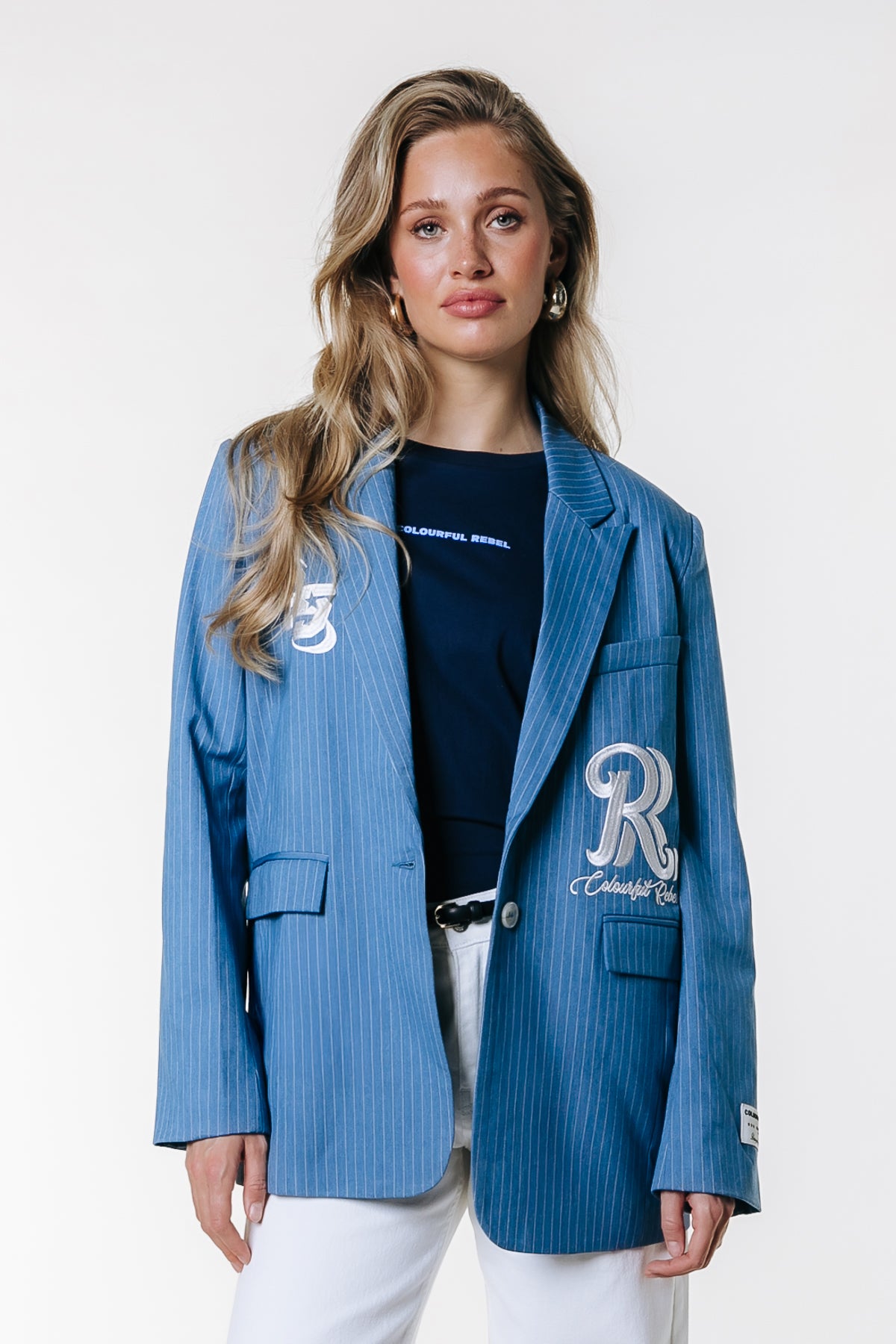 Jesra Pinstripe Melange blazer - Colourful Rebel - blauw