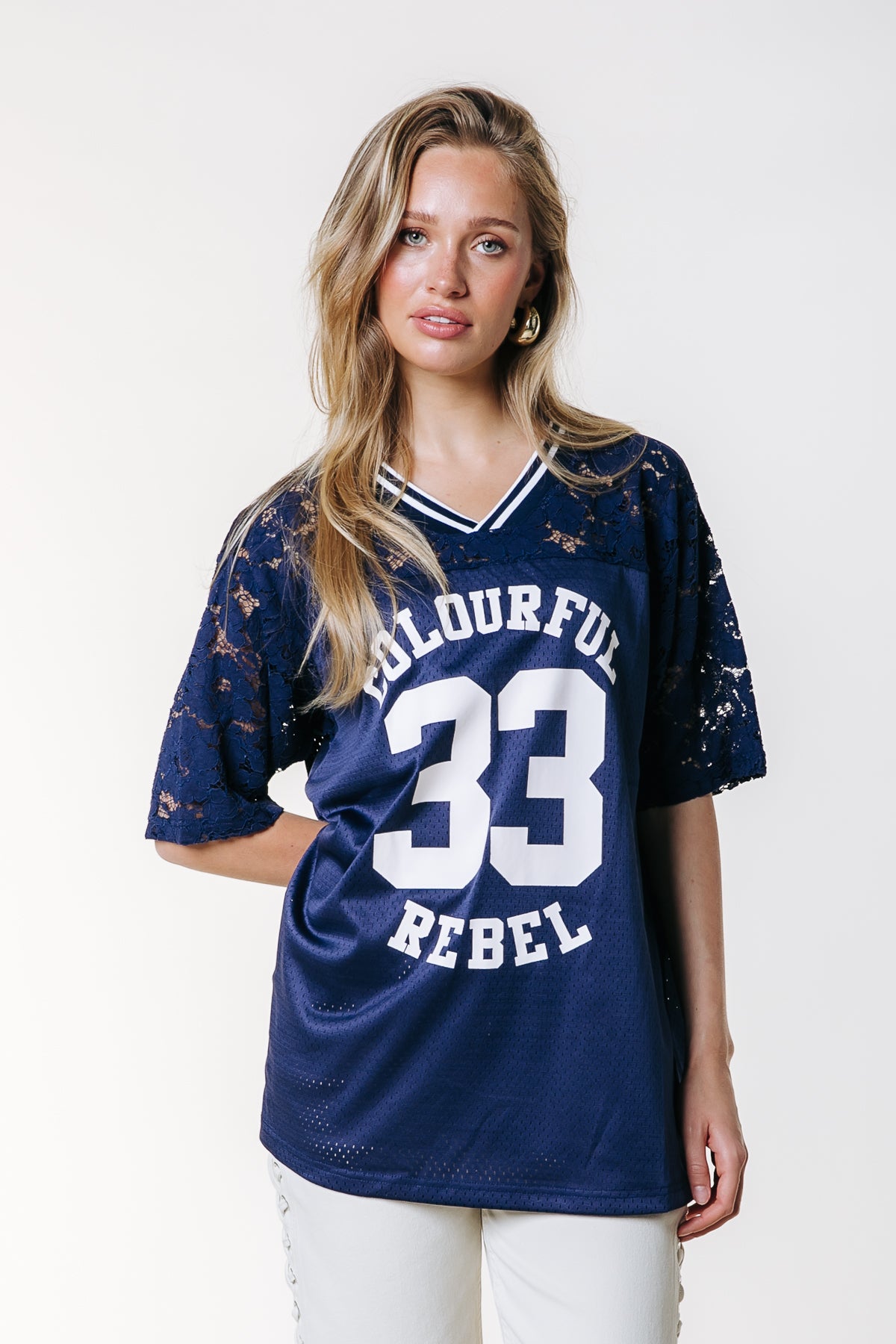 Tayla 33 Football T-shirt - diepblauw - Colourful Rebel