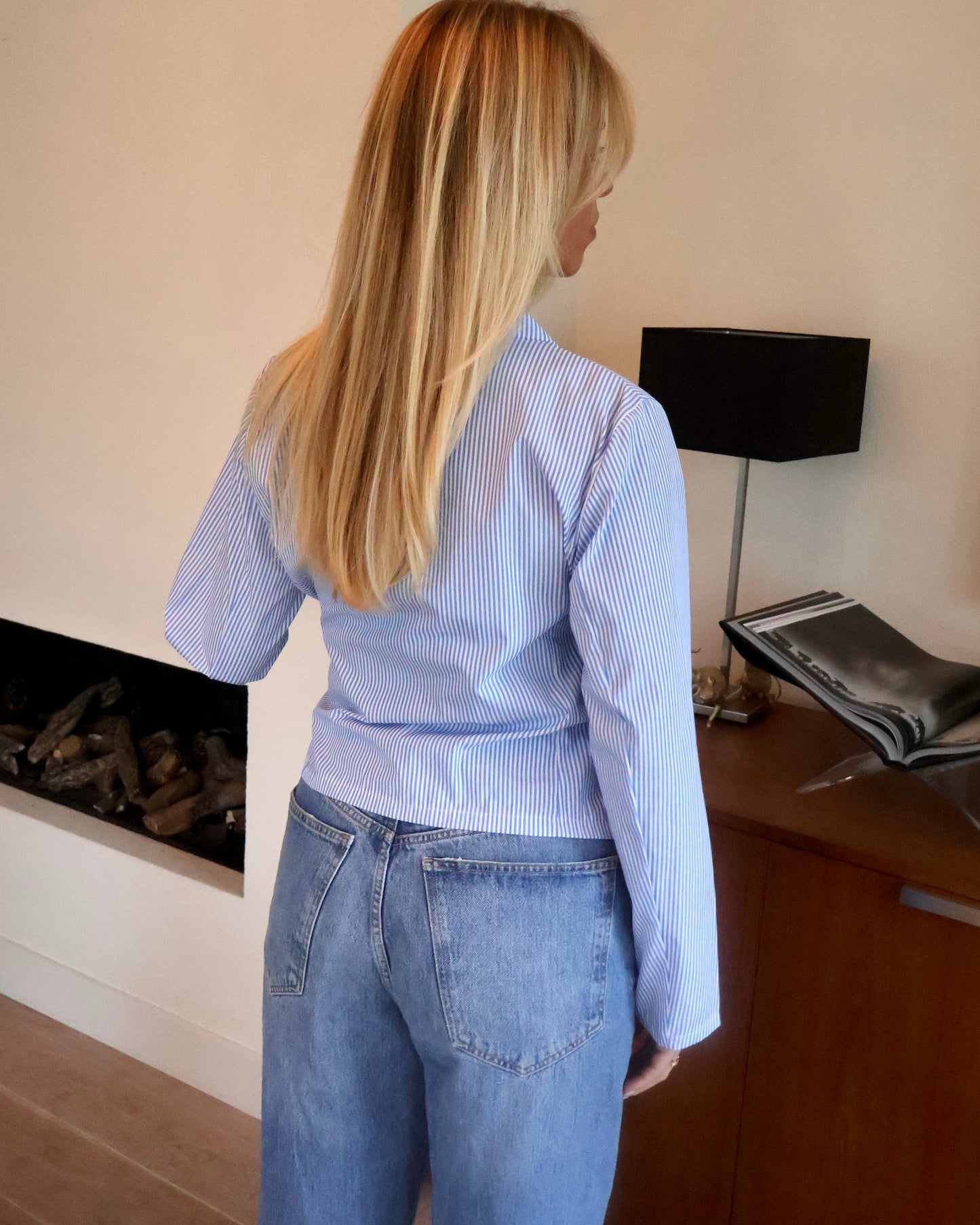 Stripe Tie Blouse - Blue