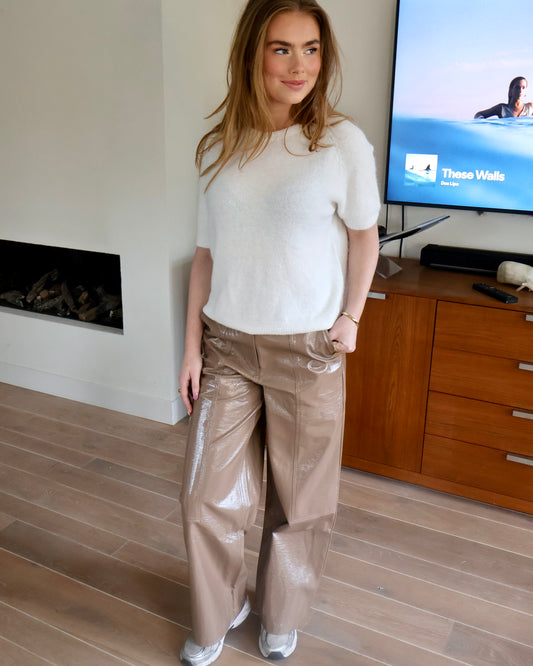 PU leather broek Roxy - beige