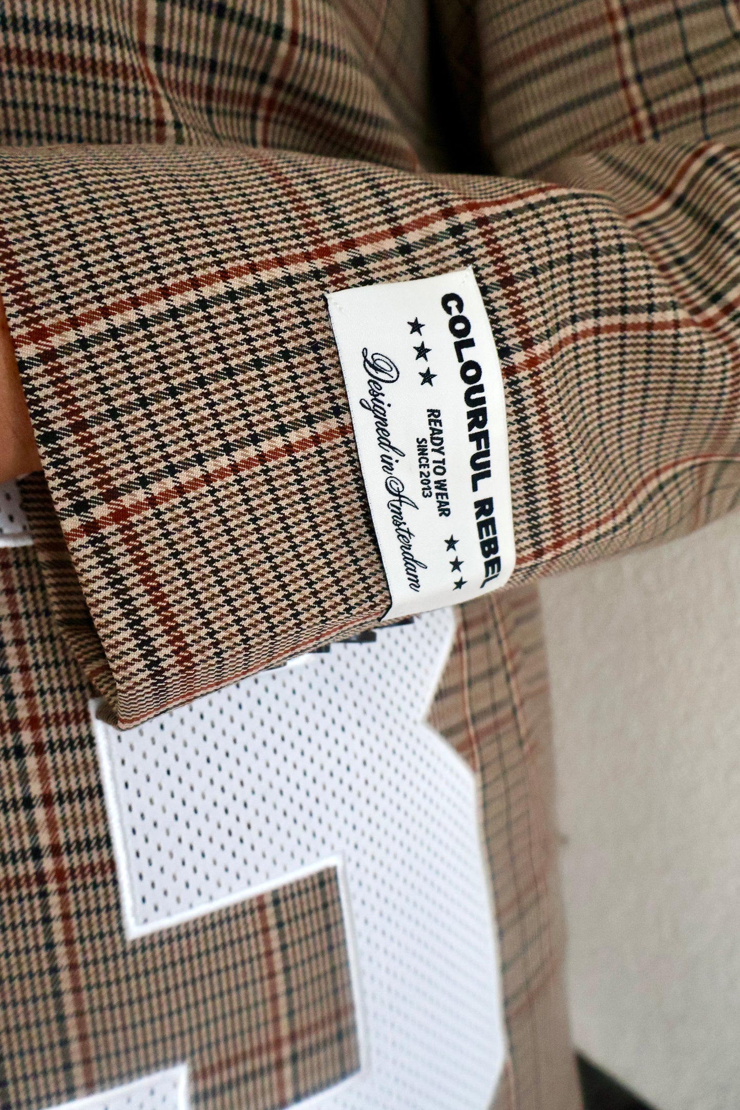 Paris Check Patch Single Breasted Blazer - Colourful Rebel - medium brown