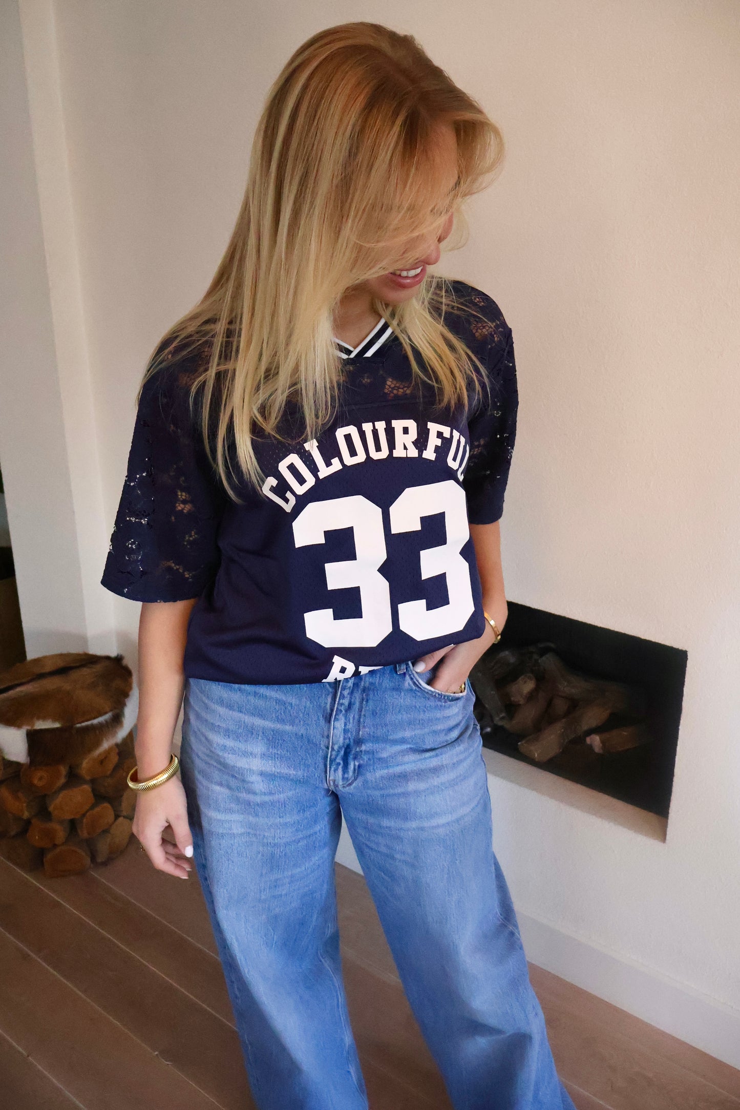 Tayla 33 Football T-shirt - diepblauw - Colourful Rebel