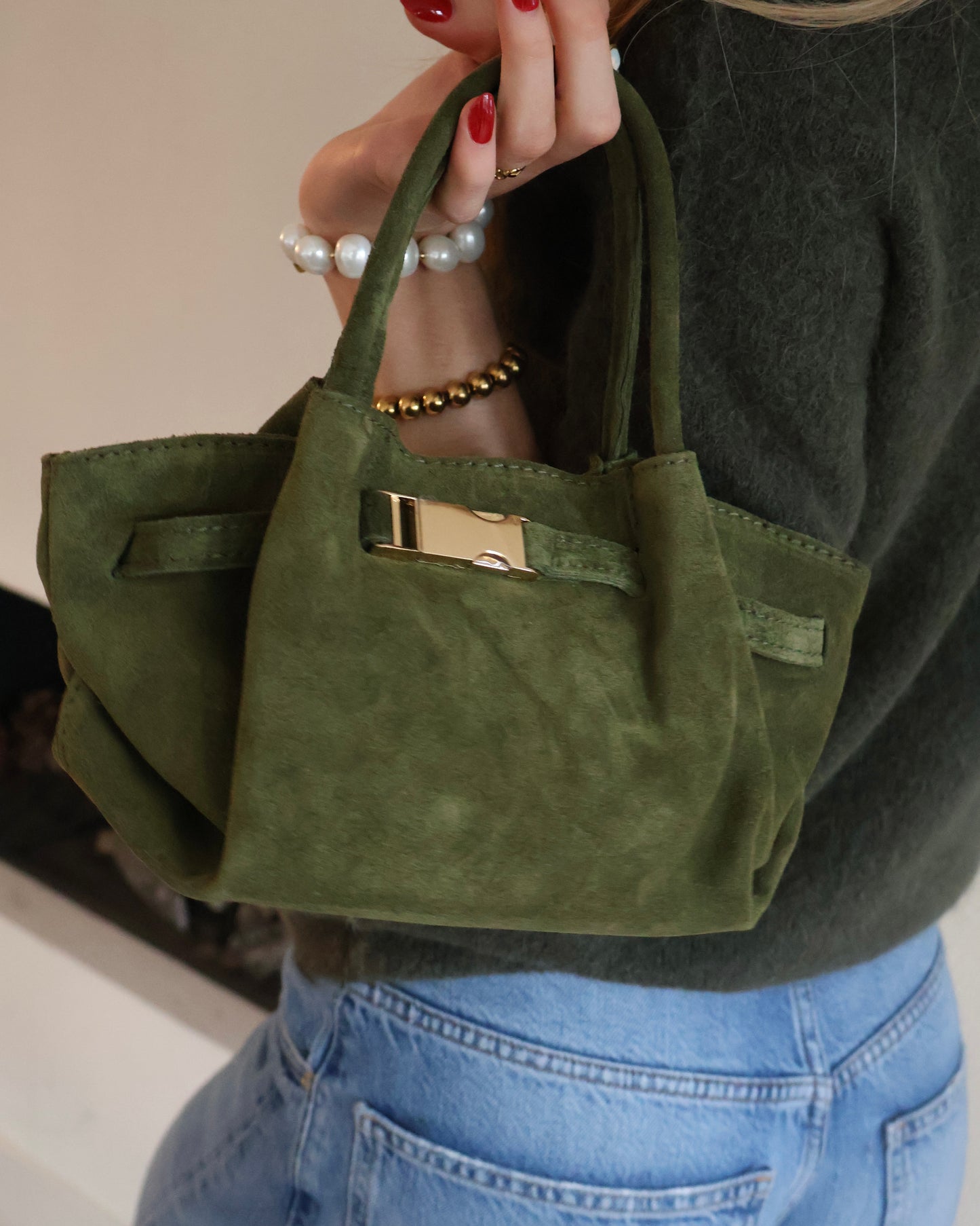 Amélie Suède Bag - Olive