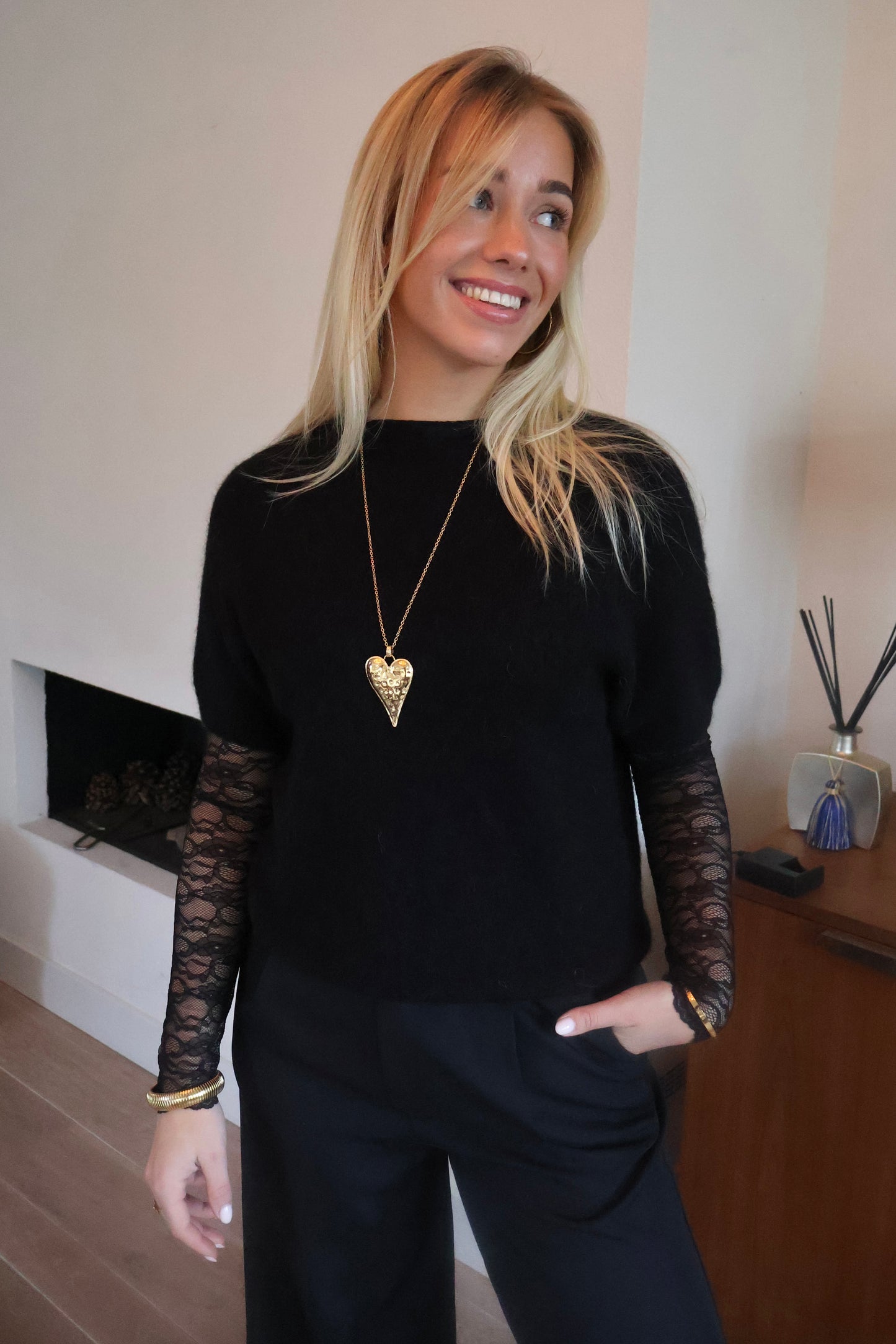 Lange ketting Big Heart - goud