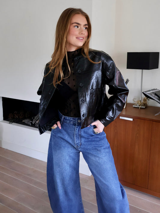PU Leather Jacket Constanze - zwart
