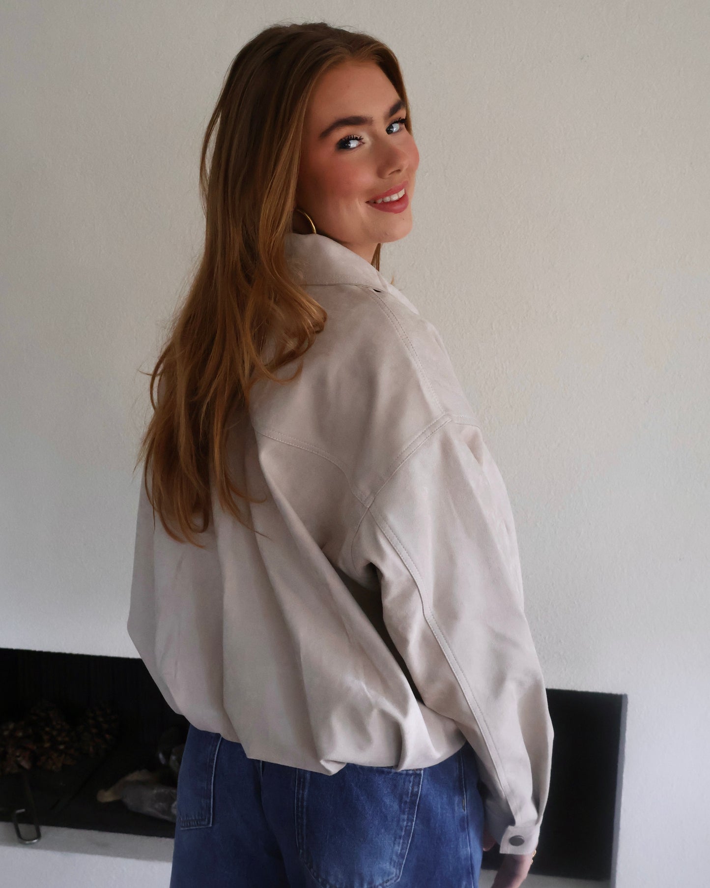 Bomber jacket Verve - suede - beige