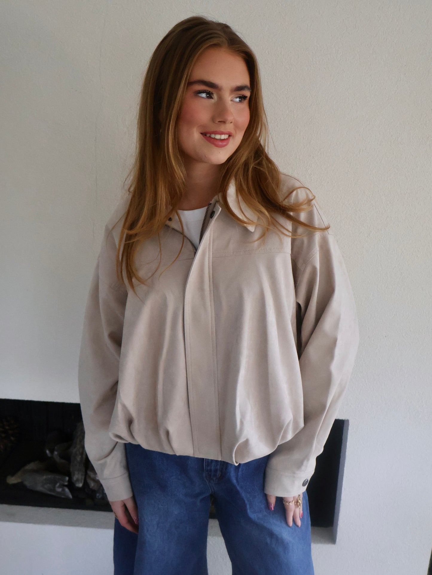 Bomber jacket Verve - suede - beige