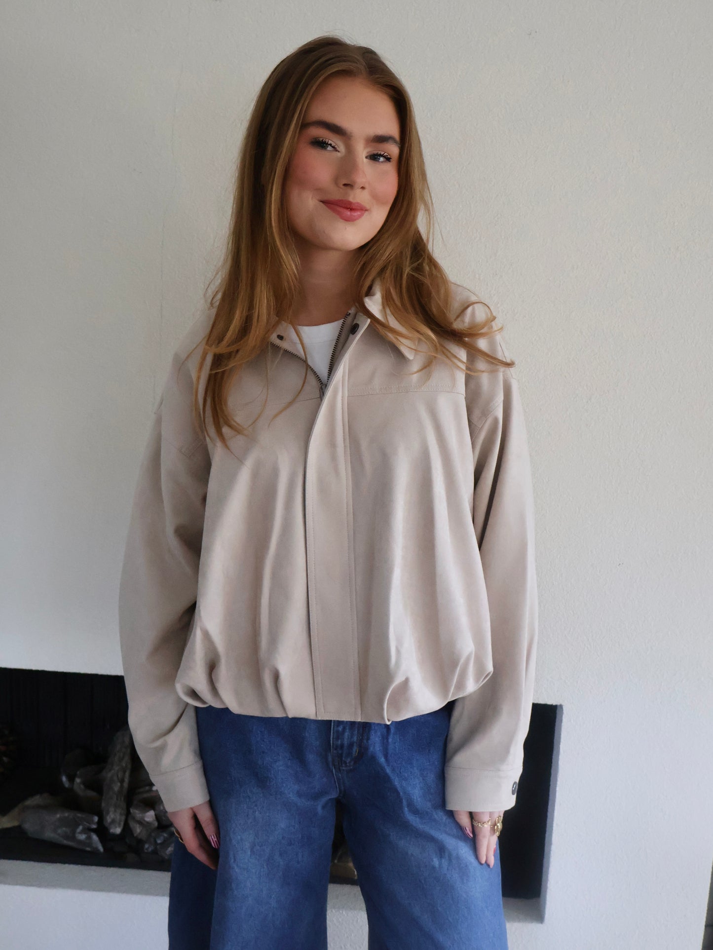 Bomber jacket Verve - suede - beige